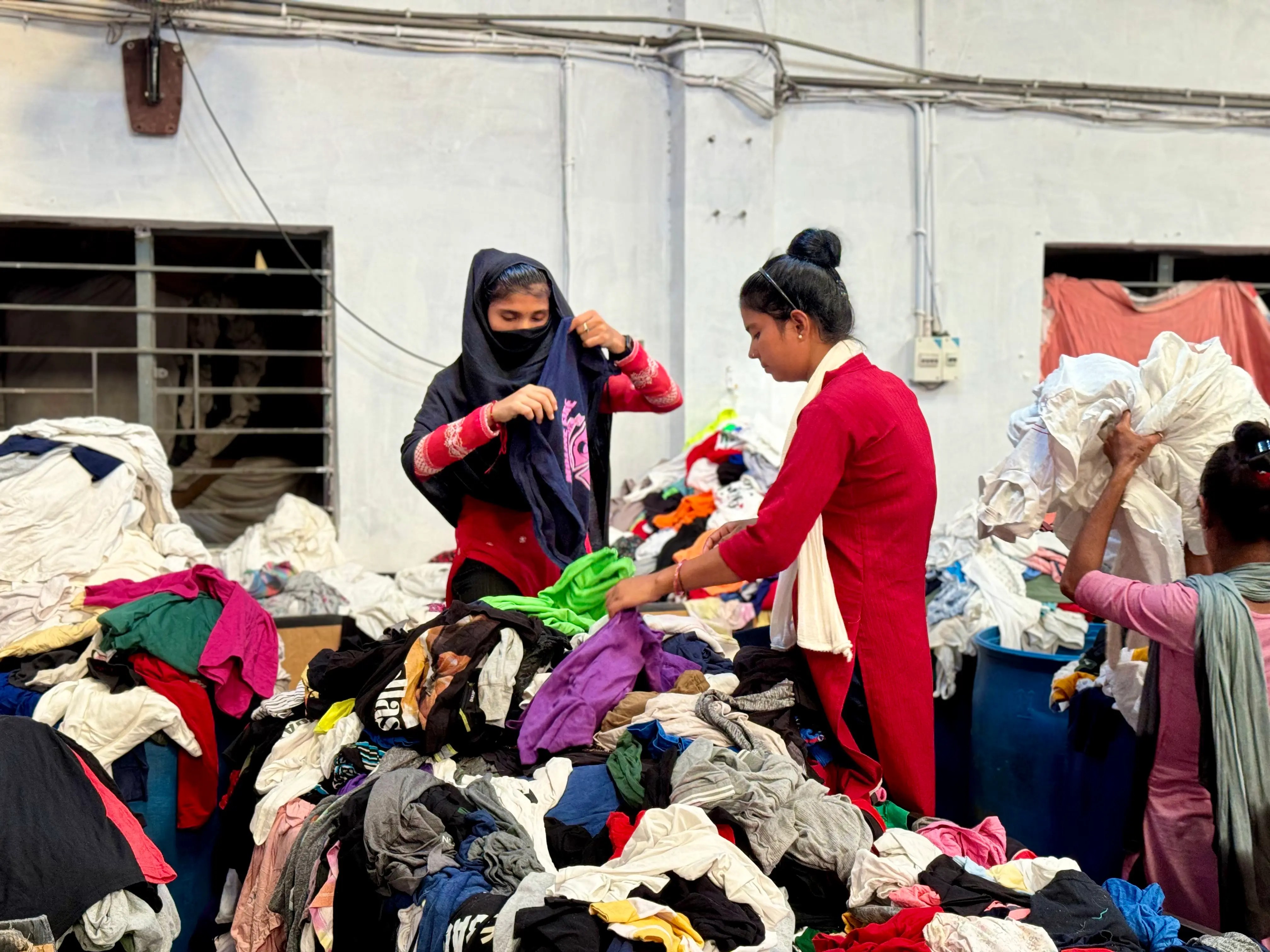 high quality used clothing being sorted