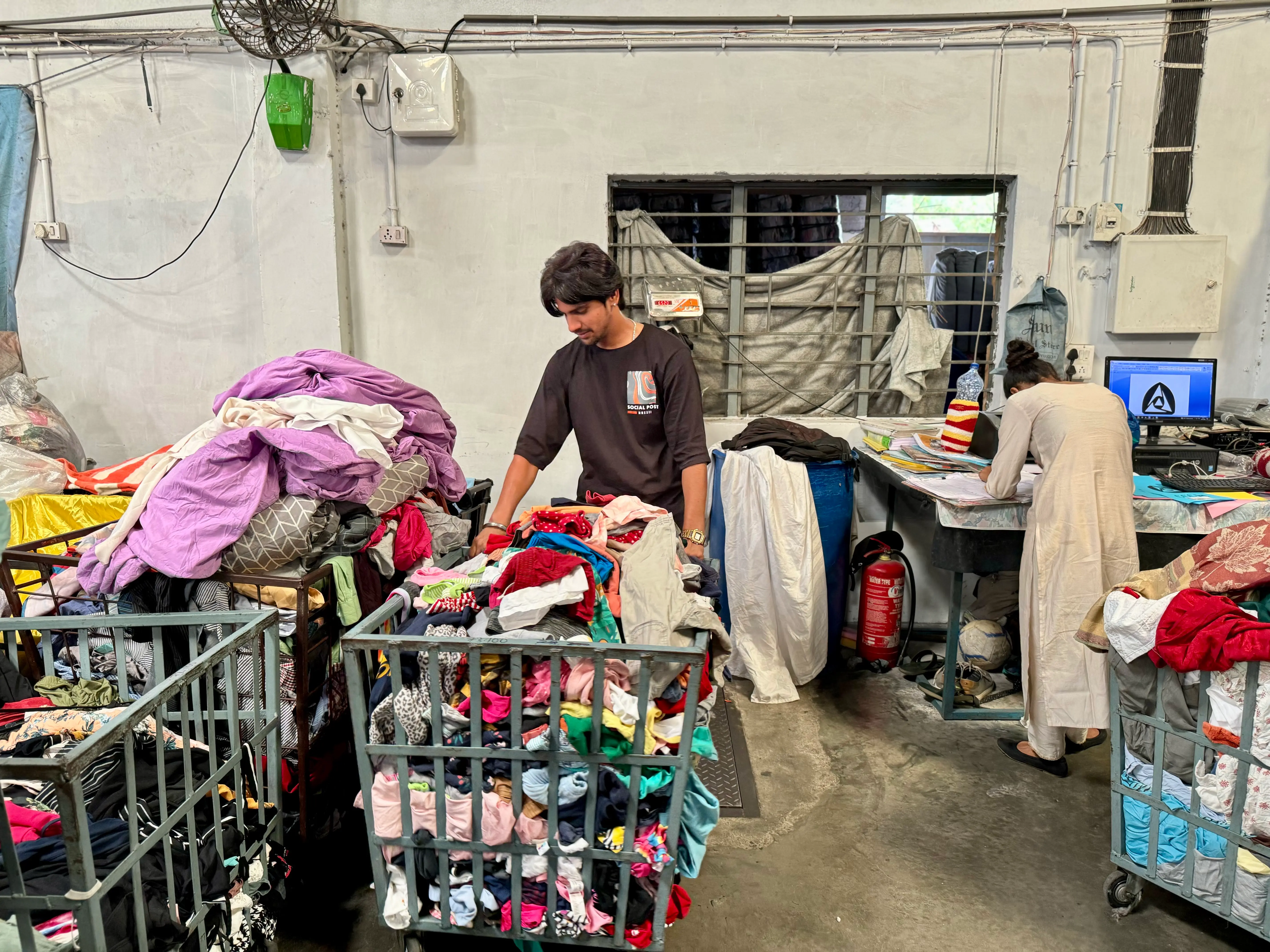sorted high quality clothing being weighed